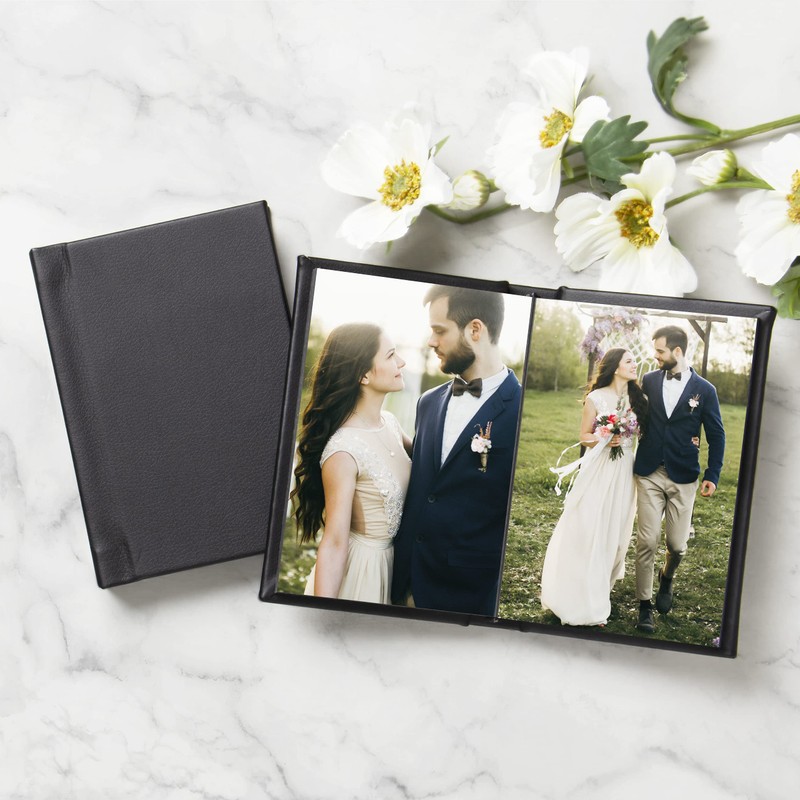 4" x 6" Black Leather Self-Stick Photo Album - Holds