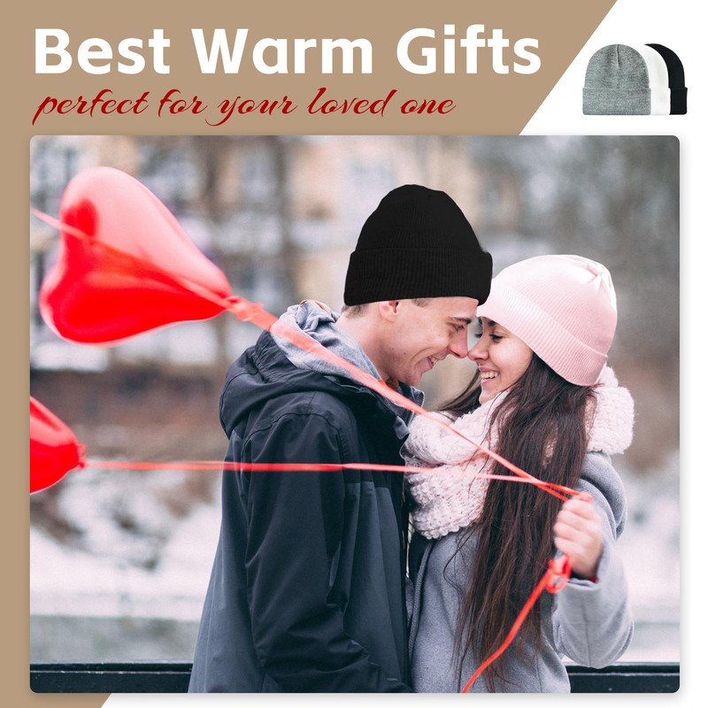 AGLIFEFY Winter Beanie Acrylic Knit Cuffed Plain Hats Skull Cap
