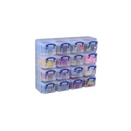 Really Useful Organiser, 16 x 0.3 Litre Storage Boxes in a Clear Plastic Organiser and Clear Boxes