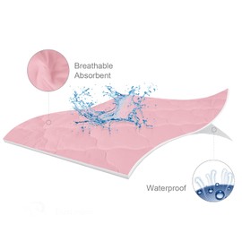 Bassinet Mattress Pad Cover, Waterproof, Fit for All Mainstream Bassinet - Rectangle,Oval,Hourglass, 2 Pack, Ultra Soft Microfiber Surface, Washer & Dryer, White and Pink