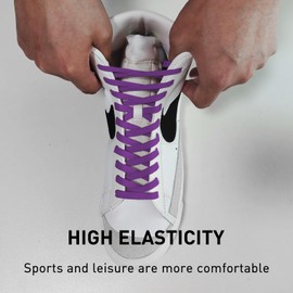 UamGlsob 5/16" Wide Elastic Shoe Laces Replacement Laces for High Tops Sneakers, Stretch Flat Shoelaces Shoe Strings for High Tops Skate Shoes (Purple-02, 54''/140cm)