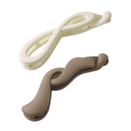 VINGTAINE H7783-A-RB-WH-B-WV-MOC Banana Clip, Set of 2, Nuance, Simple Design, Hair Clip, Hair Accessories, Set of 2