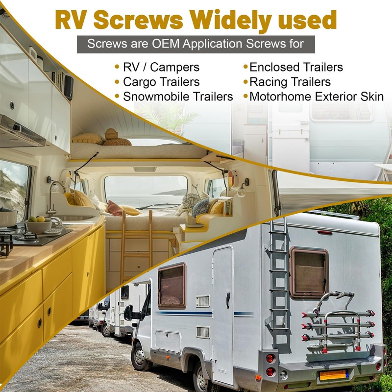 White Square Drive Trailer Exterior Self Tapping Screws # 8x1/2