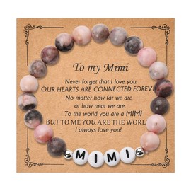 Mimi Mothers Day Gifts for Grandma Natural Stone Bracelet for Women Grandma Nana Birthday Gift from Granddaughter Grandson To My Mimi Beaded Bracelets Gigi I Love You Nana Gifts