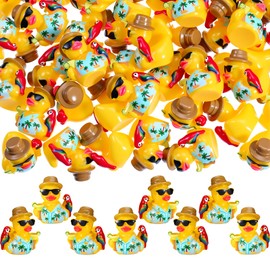 RoundFunny 50pcs Tropical Mini Duck Summer Party Favor Resin Miniature Duck