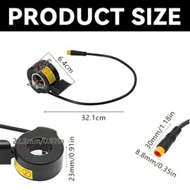 Xiciki Electric Bike Throttle 130X, E Bike Throttle Universal Thumb Accelerator with Waterproof Connector, Ebike Throttle 3 Pin, Ebike Throttle for Electric Scooters and Bicycles