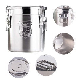 LIAPDG 12L Stainless Steel Storage Bucket with Lid, Airtight Food Storage Container Food Grade Bucket with 3 Sealing Buckle, Kitchen Canisters for Countertop for Rice, Grain, Coffee Bean