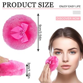 Schleife Puderquaste, 3 Stück, Ultraweich Waschbar Wiederverwendbar, Profi Baumwoll Puderquaste Powder Puff, Make-up-Tools Make-up Schwamm Puderquaste Babypuder Puder, Nass Trocken Make Up Werkzeug