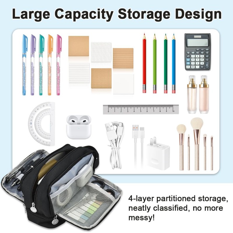 SLTAXAR Pencil Case Boys Pencil Case 4 Compartments Pencil Case,