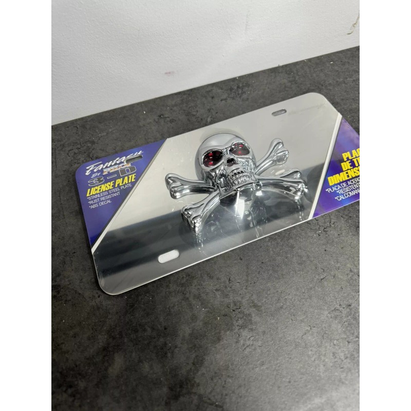 PILOT 3D Red Eyes Skull license plate Stainless Steel rust