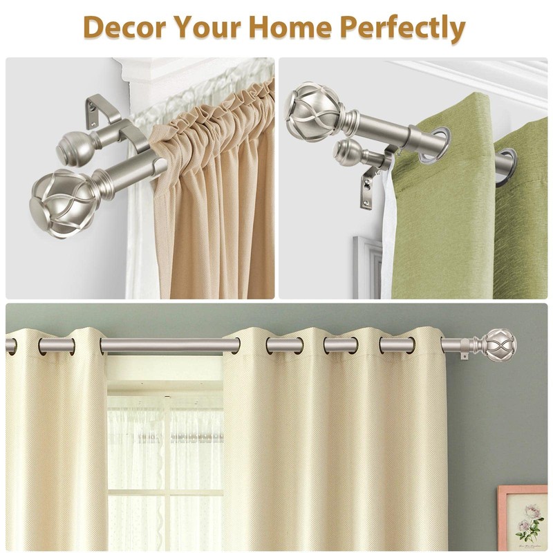 KAMANINA 1 Inch Double Curtain Rods for Windows 72 to