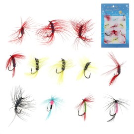 OriGlam 12pcs Colorful Fly Fishing Lures, Lifelike Butterfly Fishing Lures with Hooks Fly Fishing Kit, Handmade Fly Fishing Assortment Kit for Trout Bass Salmon