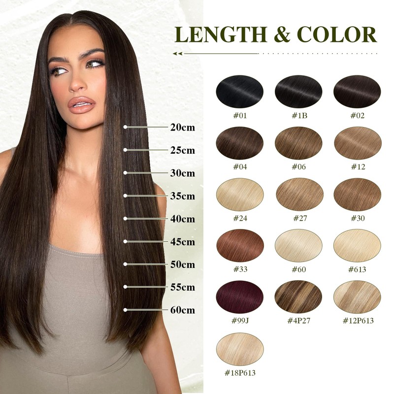 Elailite Real Hair Clip-In Extensions 1 Weft #4 Medium Brown