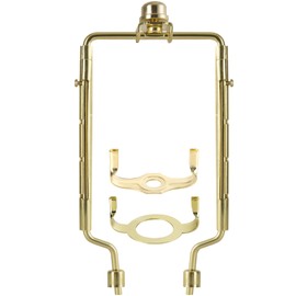 GO&SO Gold Adjustable Lamp Shade Holder,7 8 9 10 inch Lamp Harp Kit,Fit both Standard Lamp Rod and E26 Light Base UNO Fitter Adapter,DIY Lamp Shade Holder Replacement,for Table & Floor Lamps