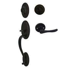 Cosmas 300 Series Oil Rubbed Bronze Handleset with Reversible 30 Series Interior Door Lever (We Key Lock Orders Alike for Free)