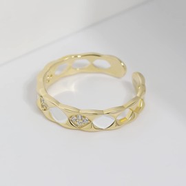 925 Sterling Silber Ringe für Frauen Gold Stacking Ring Handgemacht Zierlich Minimalistisch Diamant Ring Daumen Ring Geschenk für Freundin Größe Einstellbar 5-9 (Gold) (Gold)