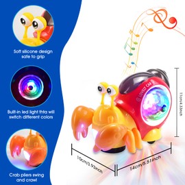 Sanil Toys for 1-3 Year Old Crawling Toys Age 6 to 12 Month Walking Snail Toys Baby Light Up Toys Toddler Crwaling Toys Gifts for 1-3 Year Old Boys Girls Toddler Birthday Gifts Present Age 6M+ (b)