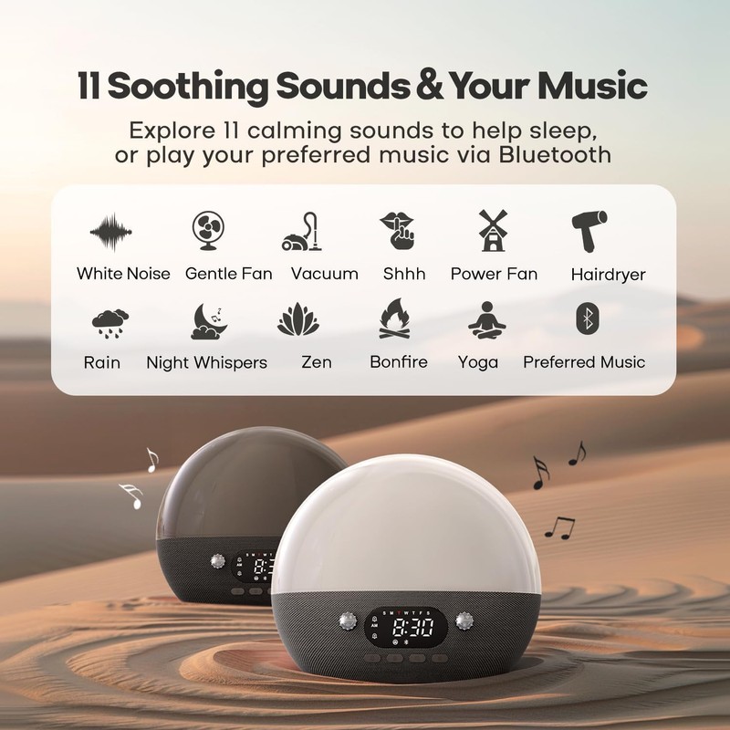 Dekala RestOnn Sunrise Alarm Clock Sunset Sound Machine 7-Day Programmable
