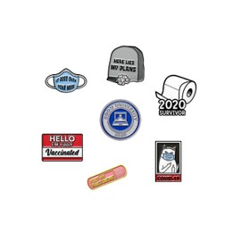 7 Covid Vaccinated Pins by The Carefree Bee - For Jackets, Lapel, Backpacks; Funny Enamel Pin Set (12 Pins Including Mask & I Am Vaccinated)