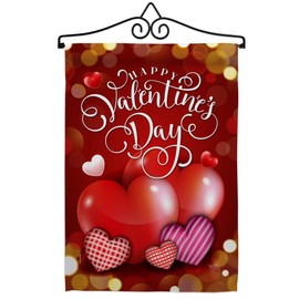 Breeze Decor Beloved Valentines Day Garden Flag Set Wall Hanger Springtime Valentine Happy Heart Couple Romantic February Holiday Love Small Decorative Gift Yard House Banner Made in USA 13 X 18.5