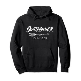 Overcomer | John 16:33 Christian Arrow Pullover Hoodie