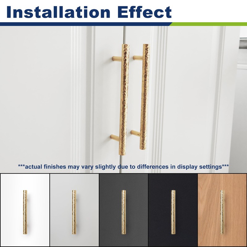 KOPPALIVE 2-Pack Solid Brass Kitchen Cabinet Pulls, Gold Modern T-Bar