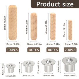 GYSRXS Wooden Dowels Set of 500 Wooden Dowels Various 6 mm 8 mm 10 mm 12 mm Groove Dowels with 4 Marking Tips Wooden Dowels Assorted for Carpenters, Furniture Manufacturers and DIY Enthusiasts