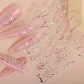 LabTabBa Nail Art Stickers 5D Embossed Self-Adhesive Nail Decals with 3D Acrylic Flowers, Leaf & Vine Designs for Spring Summer Manicure, DIY Nail Design Kit for Women