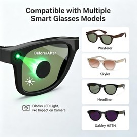 20Pcs LED Light Blocking Stickers Compatible with Ray-Ban Meta Gen 2, Wayfarer, Skyler, Headliner & Oakley HSTN, Low-Tack Restickable Blackout, Blackout LED CoversMeta, Smart Glasses Accessories
