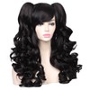 ColorGround Long Curly Cosplay Wig with 2 Ponytails(Black)