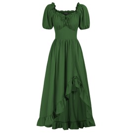 Scarlet Darkness Scarlet Darkness Off Shoulder Dresses for Women Renaissance Peasant Summer Green Dress Green 2XL