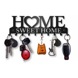 SirHoldeer Key Holder for Wall Home Sweet Home, Key Hooks Wall Mounted, Key Racks for Wall, Key Hangers for Wall, Wall Hanging Decoration, Metal Hooks for Hanging, Kitchen Wall Storage