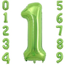 Tellpet Birthday Number Balloons, Number 1 Balloon, Green Foil Mylar Balloons, 40 Inch