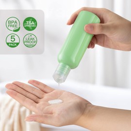 Travel Bottles for Toiletries 3.4 oz - Travel Size Containers for Shampoo Plastic - Small Empty Lotion Squeeze Bottle for Liquid TSA Approved - Leak Proof Mini Conditioner Refillable 5Color 100ml