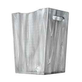 Grey Farmhouse Style Torched Wood Wood wastebaskets Rustic Trash Can with Two Cutout Handles Waste Bin for Bedroom,Living Room, Bathroom & Office Kithen Garbage Container(White Grayish)