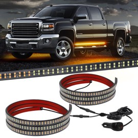 XRIDONSEN 2PCS 70 inch Emergency Truck Amber Strobe Lights Strip 864 LED Running Board Lights Bar Flashing Warning Hazard Safety Lights Waterproof Flexible for Trucks Construction Vehicles Pickup SUV