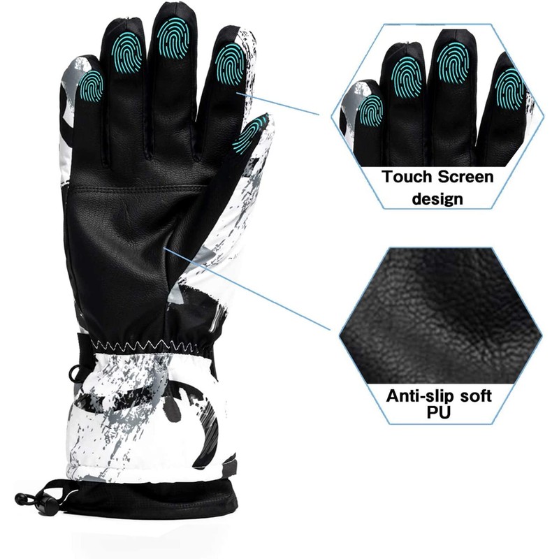 Ski Gloves, Snow Winter Gloves Warm Touchscreen Gloves Waterproof Outdoor