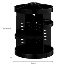 HBlife 360 Rotating Makeup Organizer Plus Size Adjustable Carousel Large Capacity Revolving Perfume Organizer Skincare Organizers Cosmetic Storage Spinning Holder for Vanity, Black
