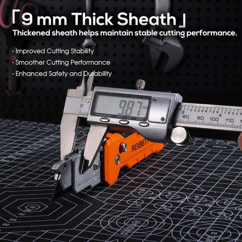 REXBETI 2-in-1 Utility Knife & Scraper, Zinc Alloy Body, Blade