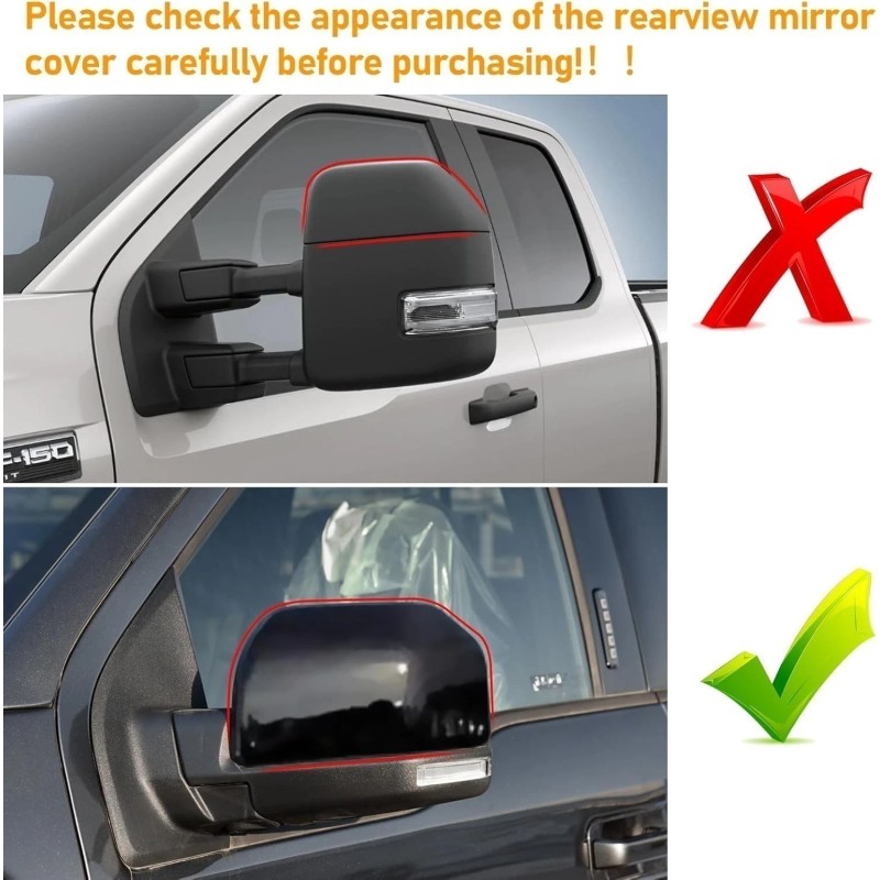 Geartronics For 2015-2020 Ford F150 Top Glossy Black Replacement Mirror