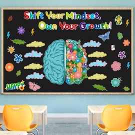 Sunshin 41Pcs Growth Mindset Bulletin Board Decorations Set, Motivational Sayings Cutouts Classroom Bulletin Board Shift Your Mindest Posters for School Wall Door Decor
