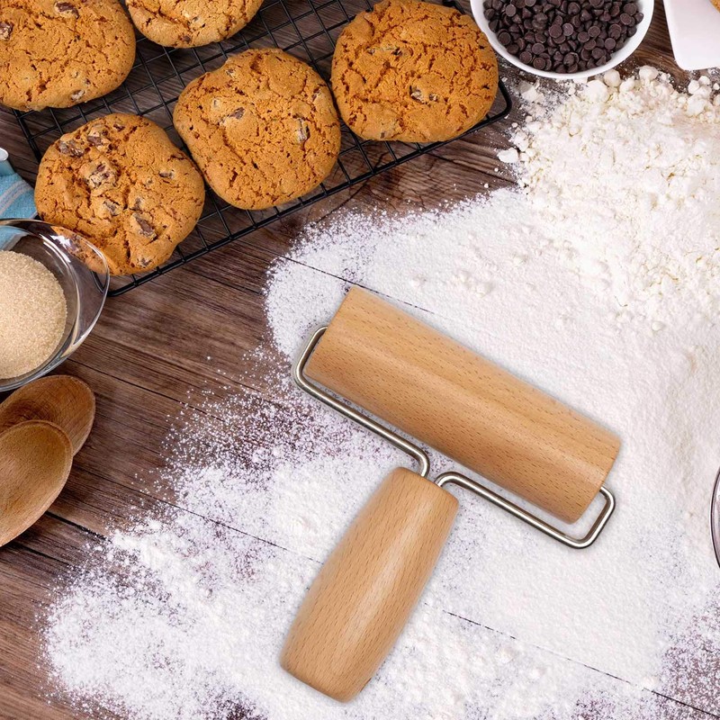 Whaline Wood Pastry Pizza Roller 2 Pieces Non Stick Wooden
