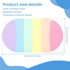 Baby & Toddler Bath Mat for Tub, Oval Shape Colorful Silicone Bathtub Mat, Heat Resistant Easy Cleaning Shower Tub Mats with Push Pop Bubbles for Bathroom Shower Room, Colorful, Oval