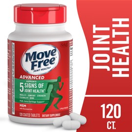 Move Free Move Free Advanced Plus MSM Coated Tablets, Joint Health Supplement with Glucosamine and Chondroitin, 120 Count, Pack of 2
