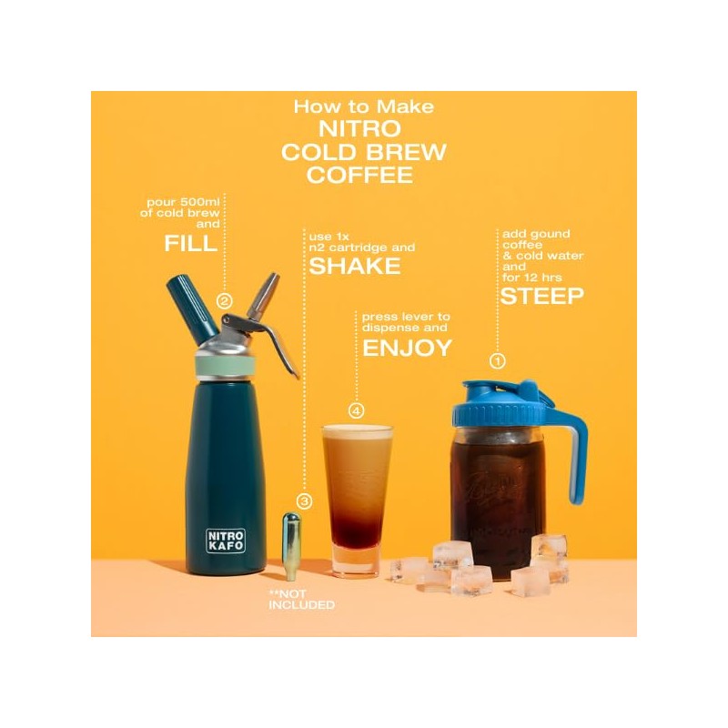 NITRO KAFO Premium 1L Nitro Coffee Maker, Aluminum Nitro Cold