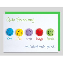 Michel-Verlag Greeting Card Good Improvement with Positive Wishes, Folding Card for Encouragement, Includes Matching Envelope, Format 12 x 17 cm, Made in Germany
