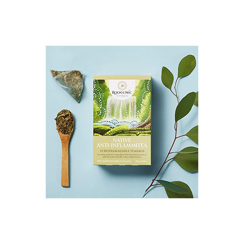 Roogenic Native Anti-Inflammitea Tea Bags in Box, 18 Biodegradable Tea