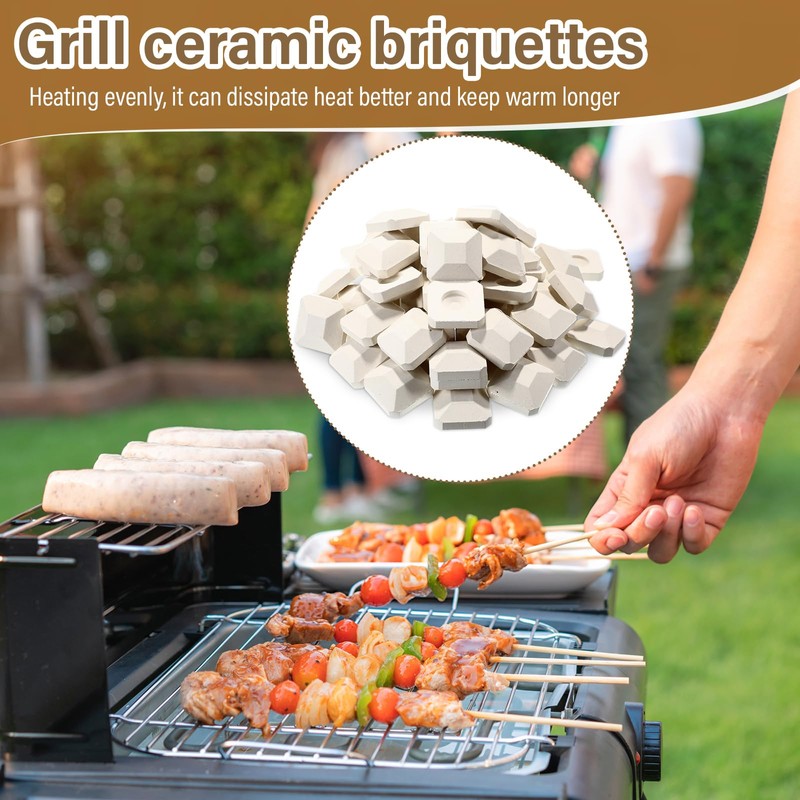 Baquler 30 Pcs Ceramic Briquettes for Gas Grill, BBQ Grill