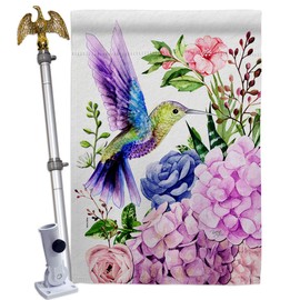 Purple Hummingbird House Flag Eagle Set Animals Bird Flamingo Cardinal Peacock Springtime Natural Wildlife Small Decorative Gift Yard Banner Made In USA 28 X 40
