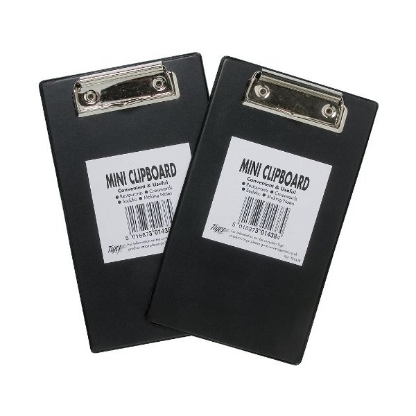 12 x Small Pocket Hardback A6 Black Mini Clipboards